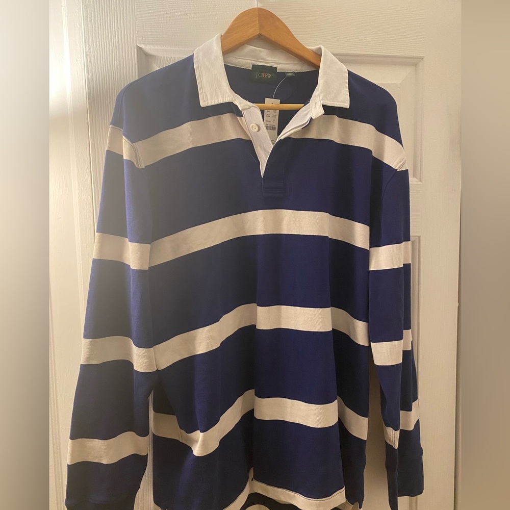 J Crew Rugby Shirt NWT Size Large Blue